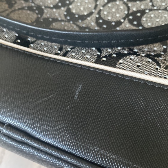 Coach Peyton Perforated PVC Signature Top Zip Tote. Black and white. - Picture 4 of 5